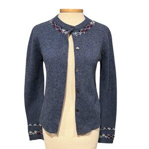 J. Crew Blue Women's Embroidered Cardigan, size L